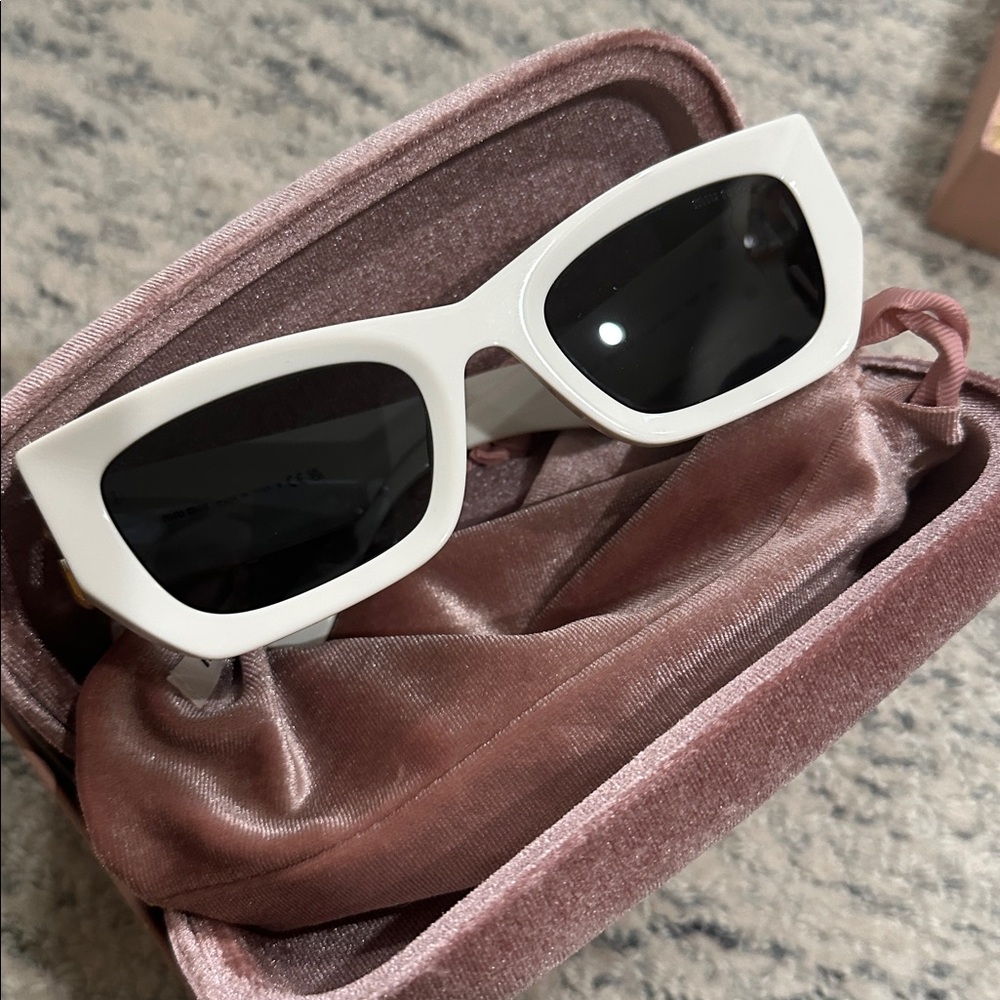 Miu Miu White and Gold Sunglasses - Picture 10 of 10